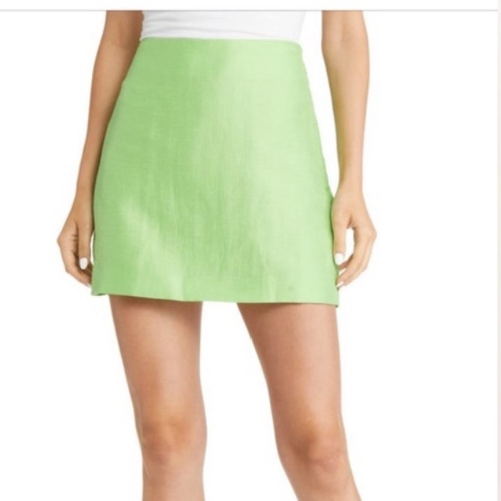 & ORHER STORIES Apple Green Linen Blend Mini Skirt